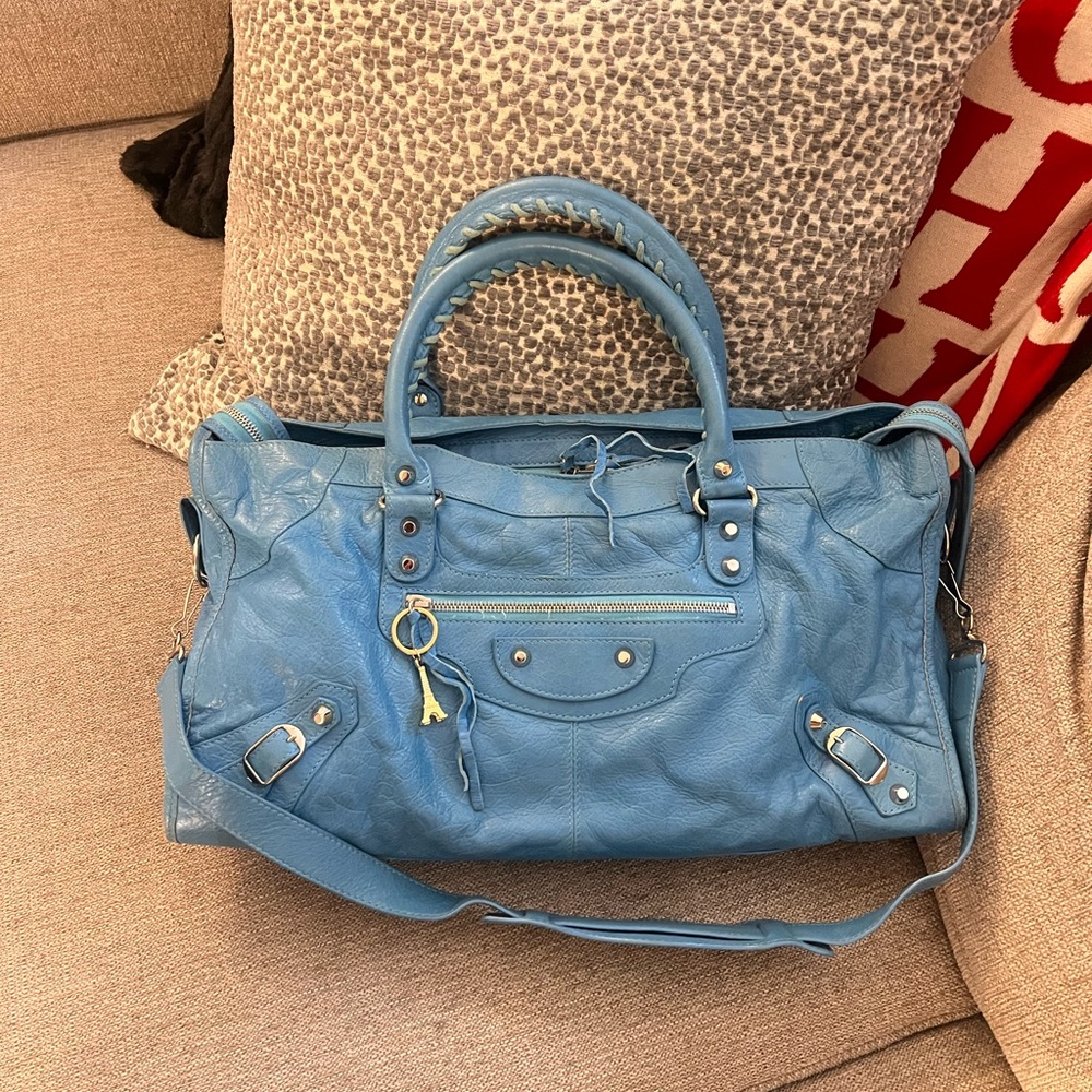 Balenciaga Part Time Le City Blue Leather Bag - Picture 6 of 12
